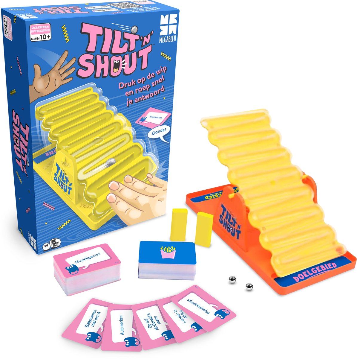 Megableu Tilt 'N' Shout - Spannend Familiespel - Bordspel voor Jong &amp; Oud - 2 of Meer Spelers - Ideaal voor Spelletjesavond