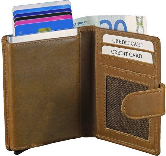 Figuretta RFID Card Protector Creditcardhouder - Leer - Zand