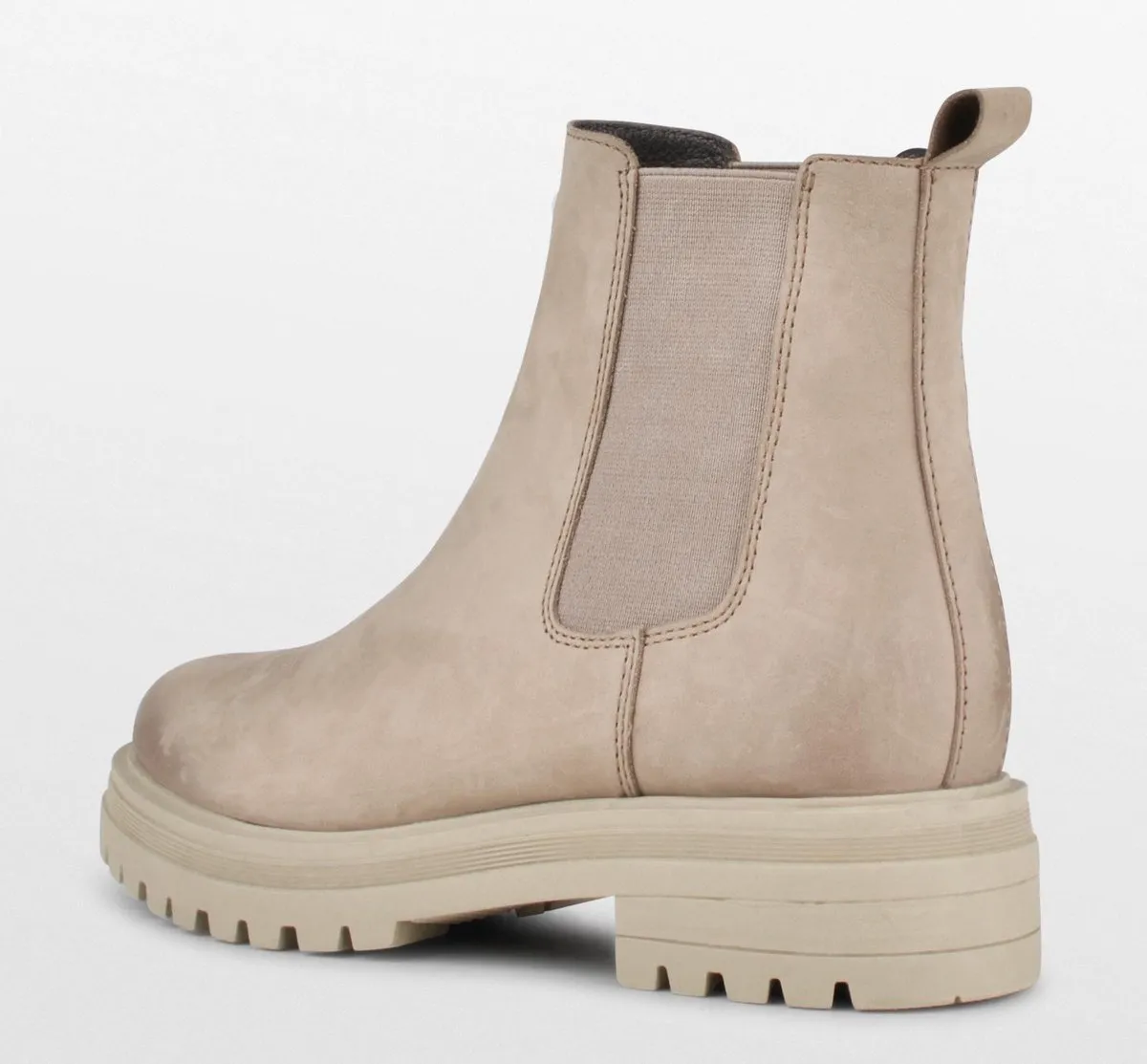 PS Poelman Mink Dames Nubuck Leren Chelsea Korte EnkelLaarzen - 38 - met Beige Zool en Elastiek