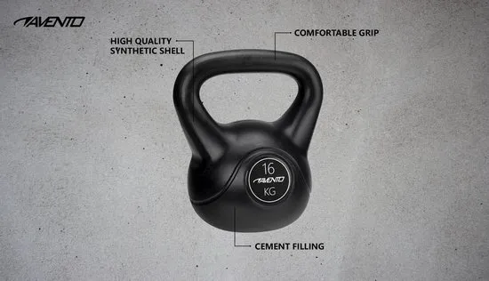 Avento Kettlebell - 16 kg - Zwart