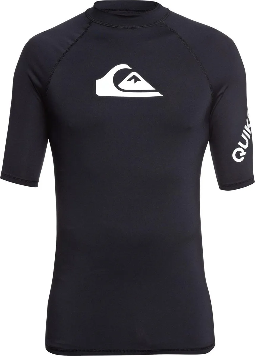 rashguard, short-sleeve, black, logo, quiksilver