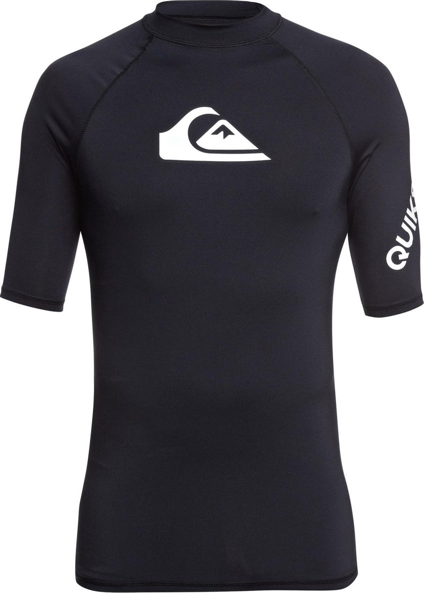 rashguard, short-sleeve, black, logo, quiksilver