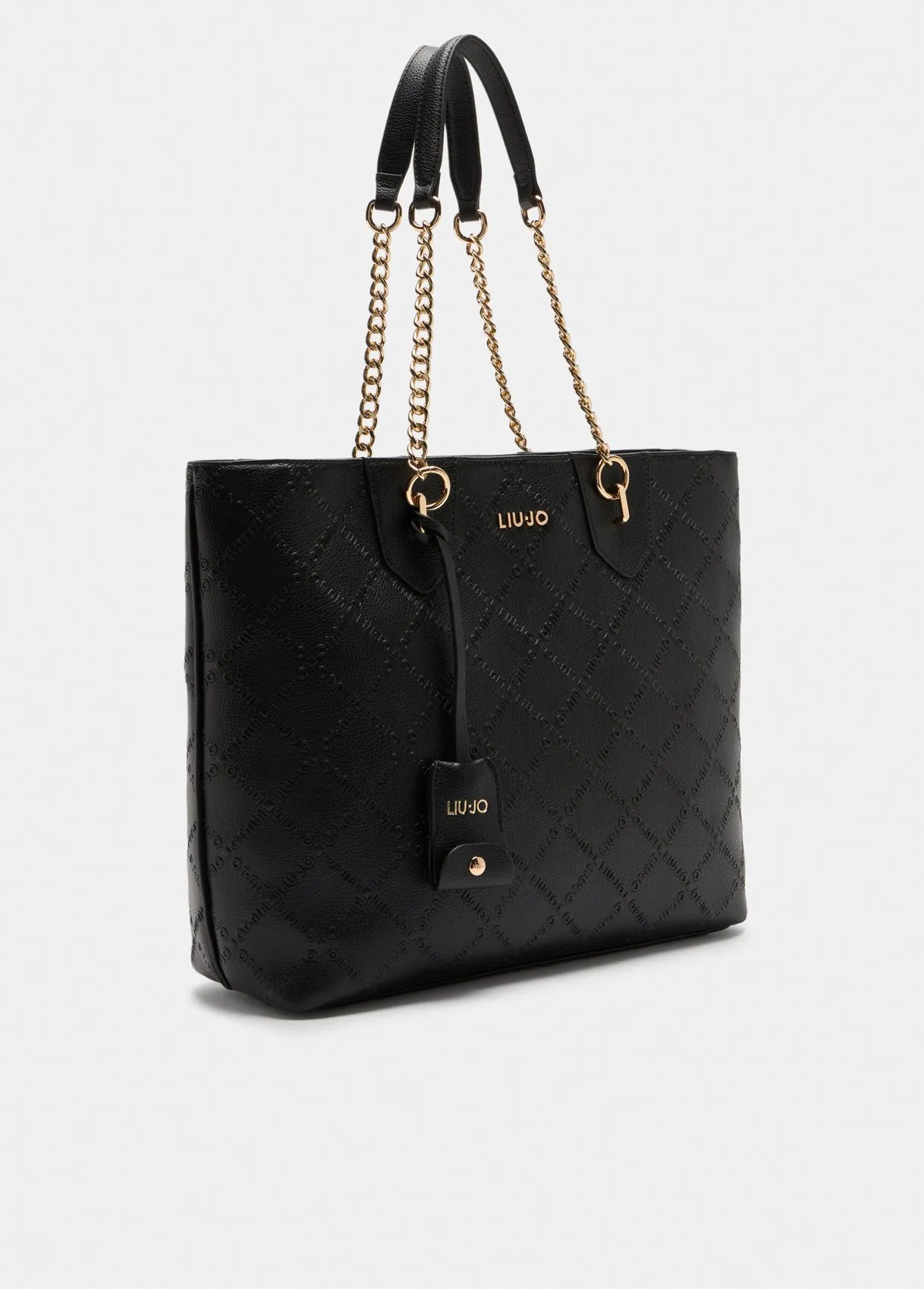 tote, handtas, leer, zwart, goudkleurig hardware