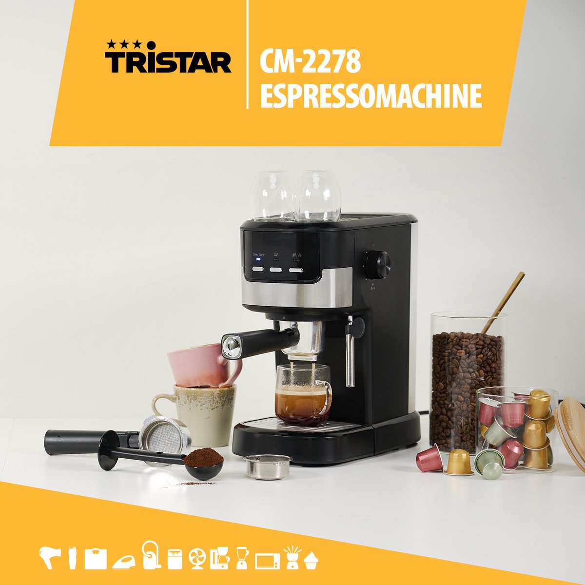 Tristar CM-2278 - Espressomachine 20 Bar - Voor capsules & gemale koffie - Koffiecupmachine