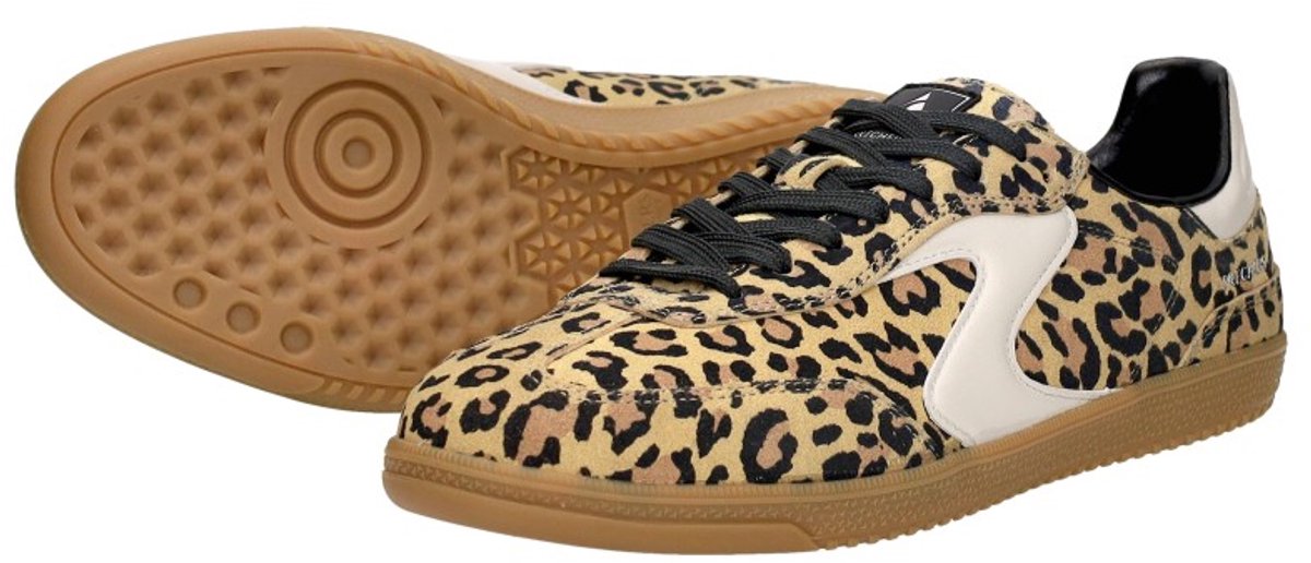 sneakers, leoprint, leopard, leren, gumzool