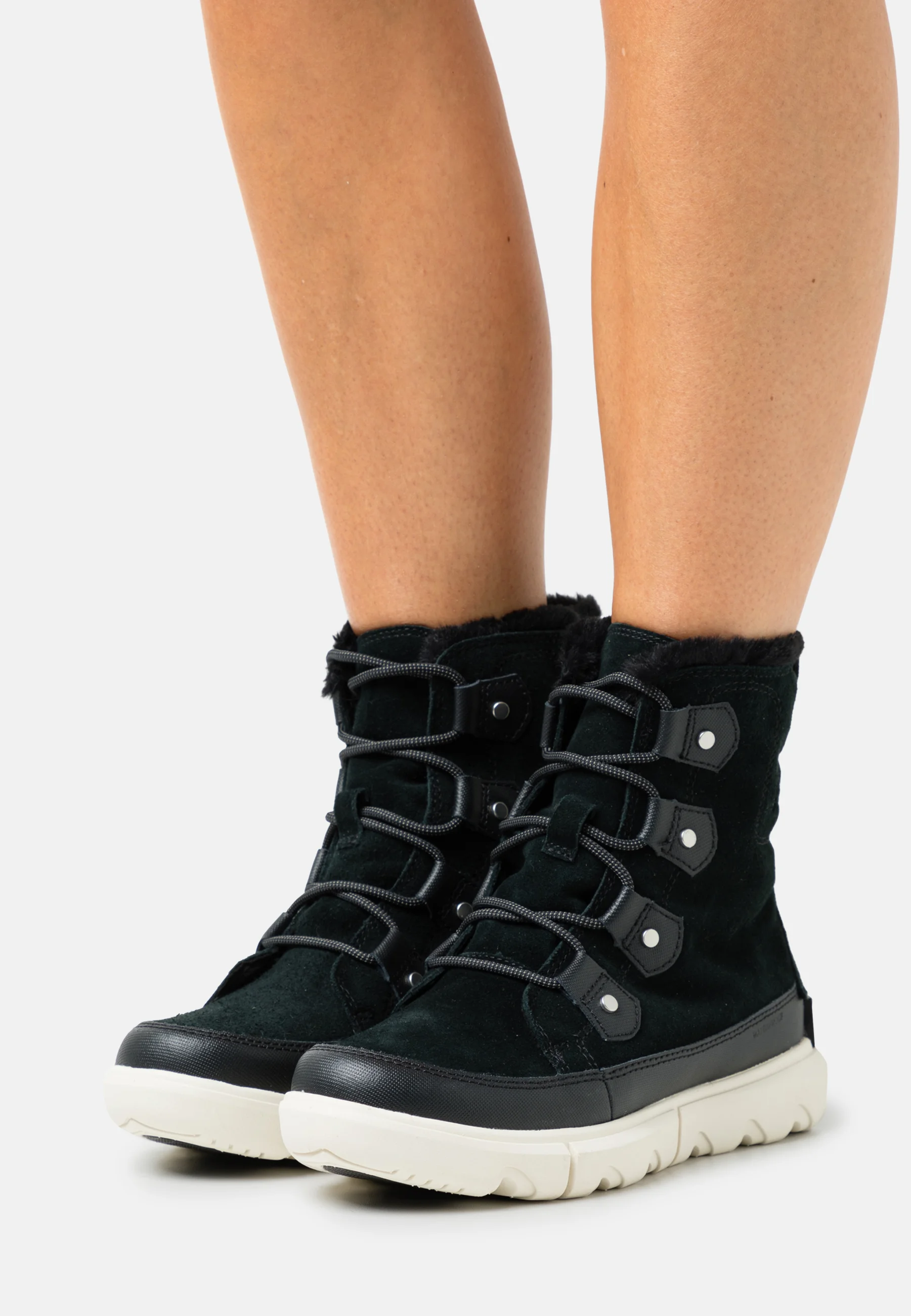 laarzen, sneakerboots, materiaal-suede, kleur-zwart, voering-shearling