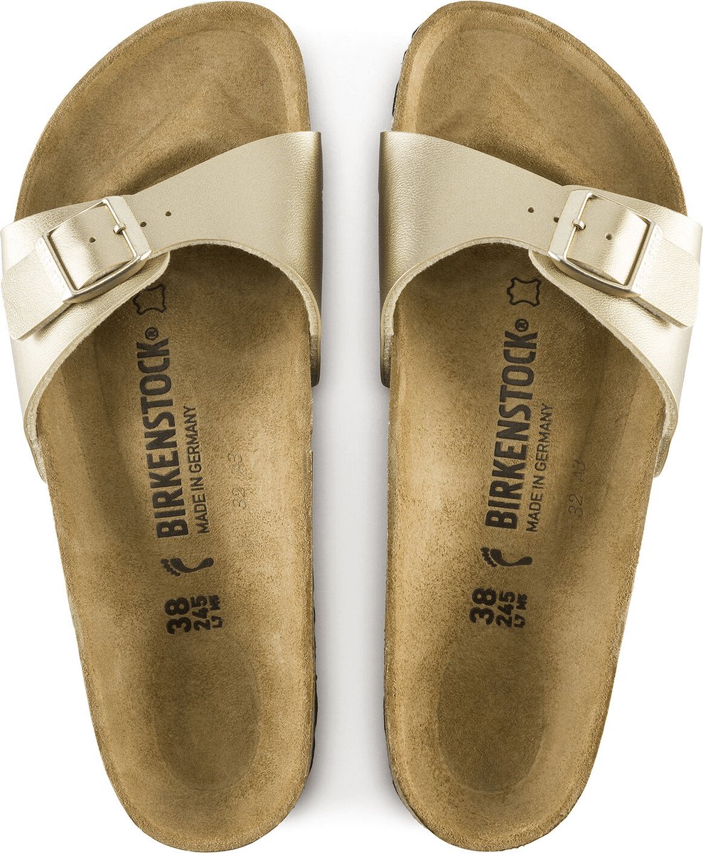 Birkenstock - Maat 38 - Madrid BF Gold Narrow Dames Slippers - Gold