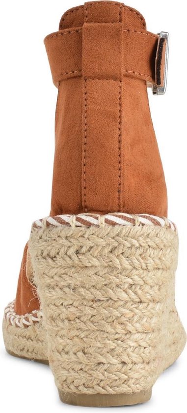 PS Poelman - 41 - Espadrilles met Sleehak - Enid - Cognac Bruin