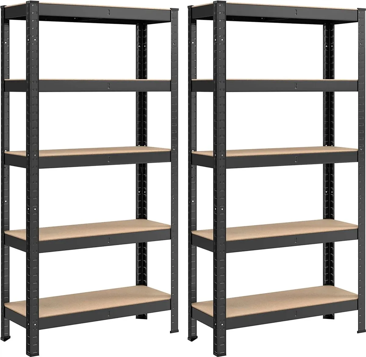 stalen rek, metalen stelling, opbergruimte rek, vierkante kolom frame, houten plank