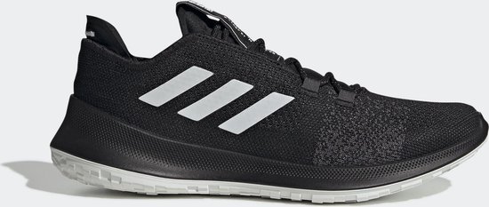 sneaker, sportschoen, mesh upper, zwart, drie strepen