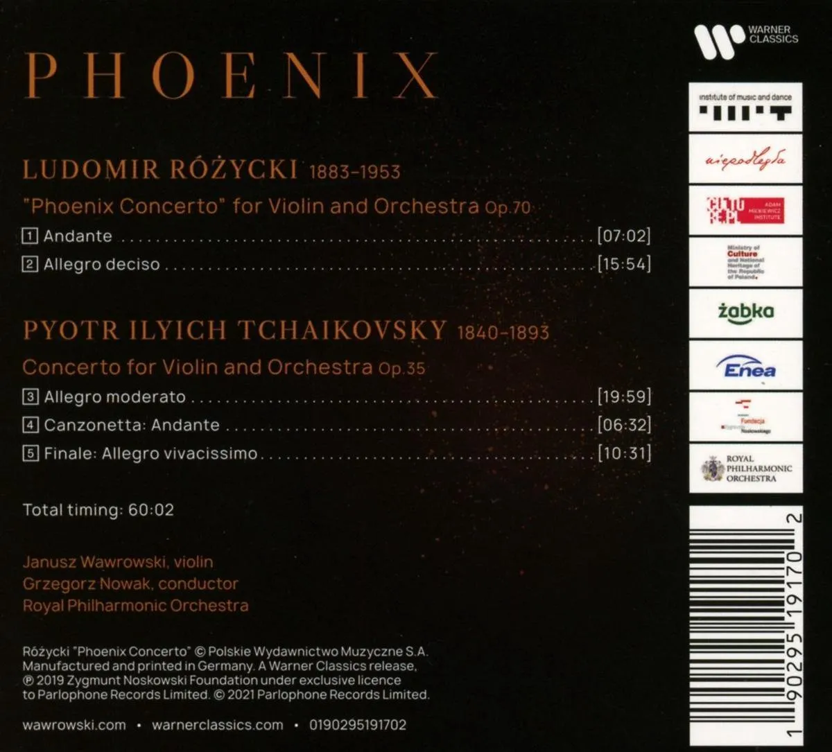 Janusz Wawrowski: Phoenix (CD) Tchaikovsky - Rozycki (CD)