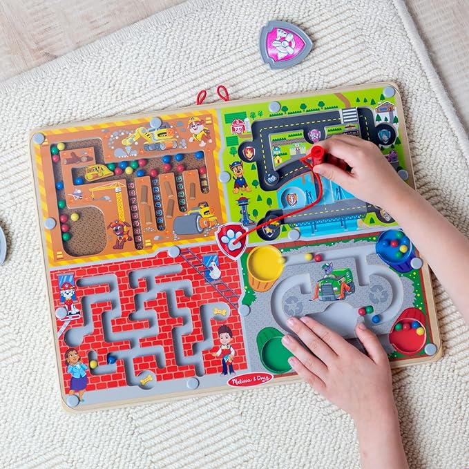 Melissa & Doug 33331 & PAW Patrol Wooden 4-in-1 Magnetic Wand Maze Board Houten speelgoed