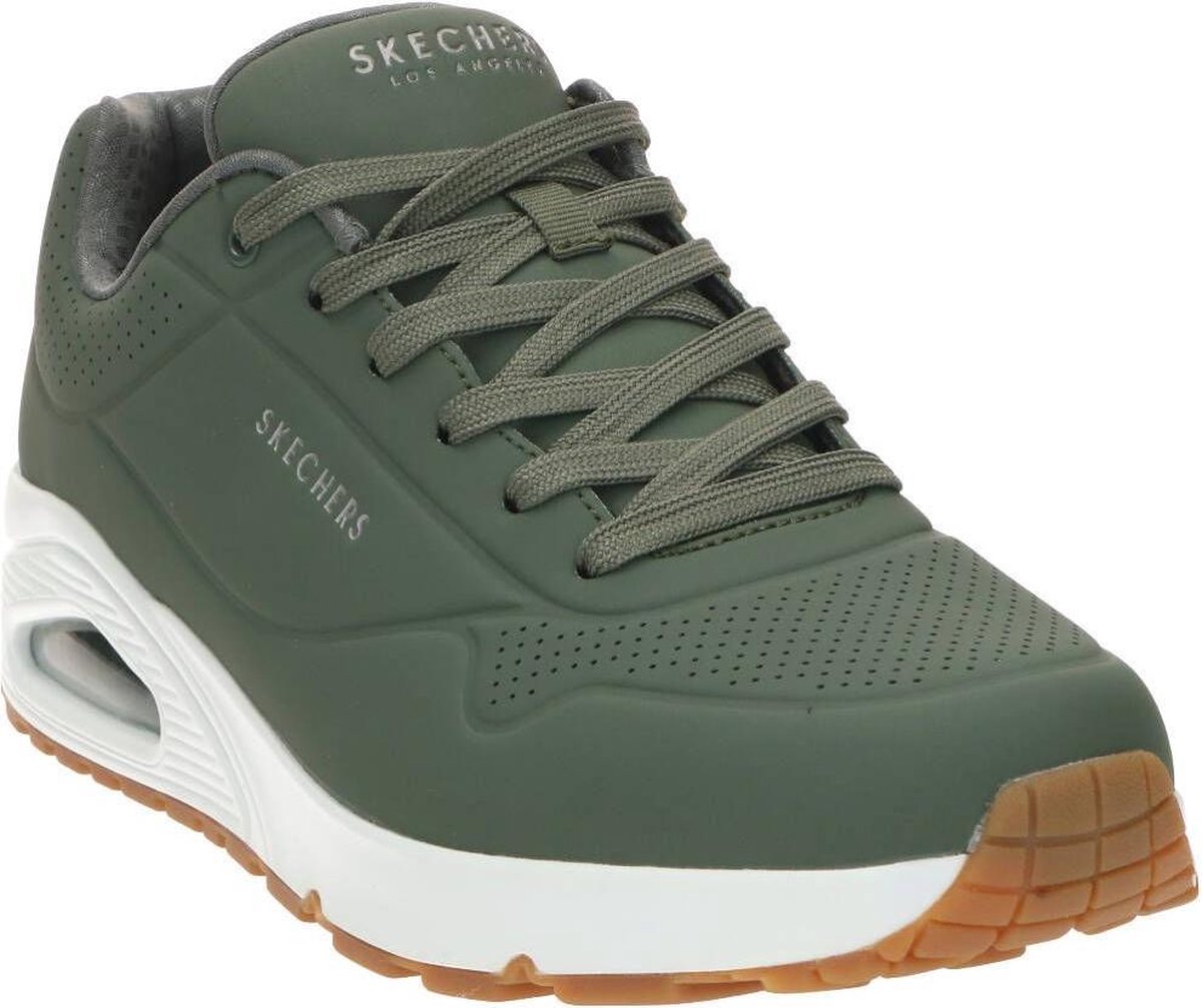 Skechers - maat 42 - Uno Stand On Air Heren Sneakers - Olijfgroen