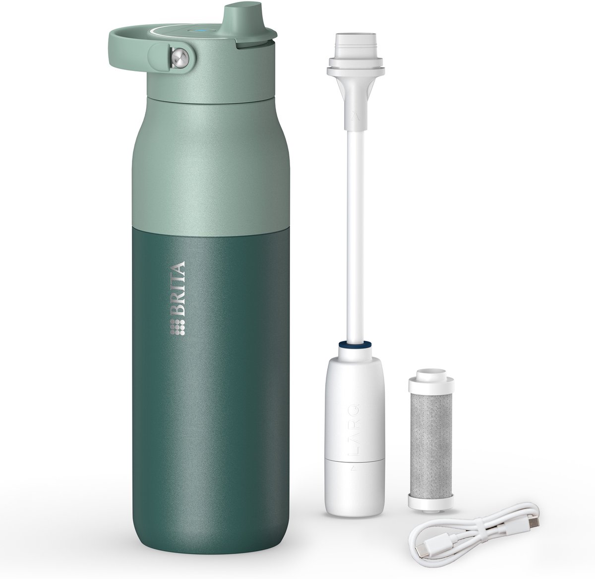 LARQ iQ Digitale Drinkfles - Groen - 1000ml - Slimme RVS waterfles met app voor live-tracking en motivatie, actieve koolstofwaterfilter & UV-C