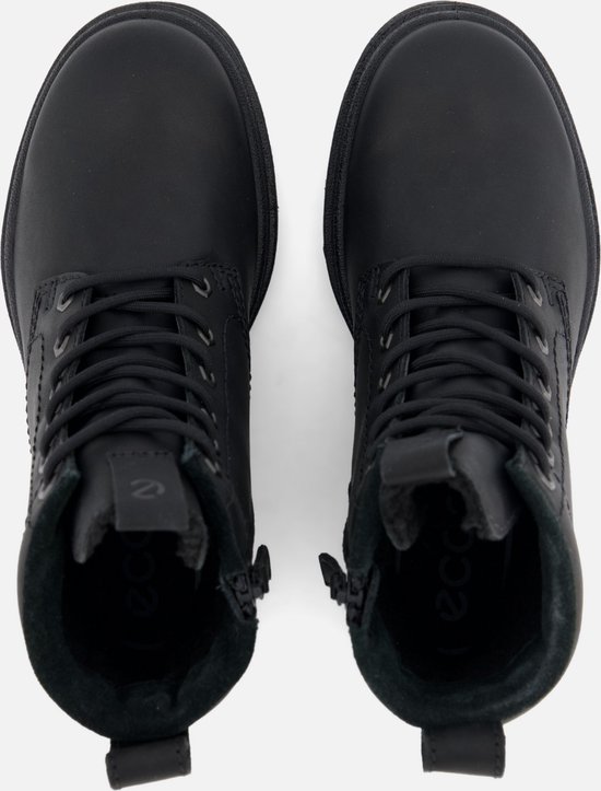 boot, enkellaars, zwart, veterschoen, kunstleer
