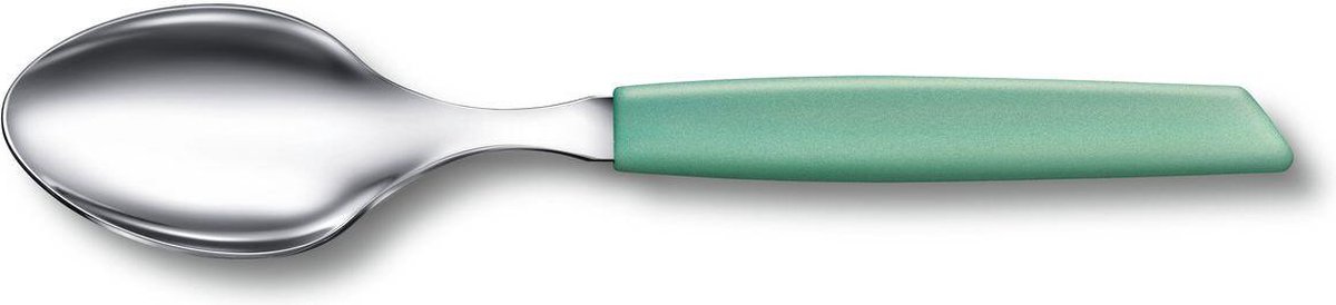 lepels, spoon, stainless steel, mint groene handgreep, dinerbestek