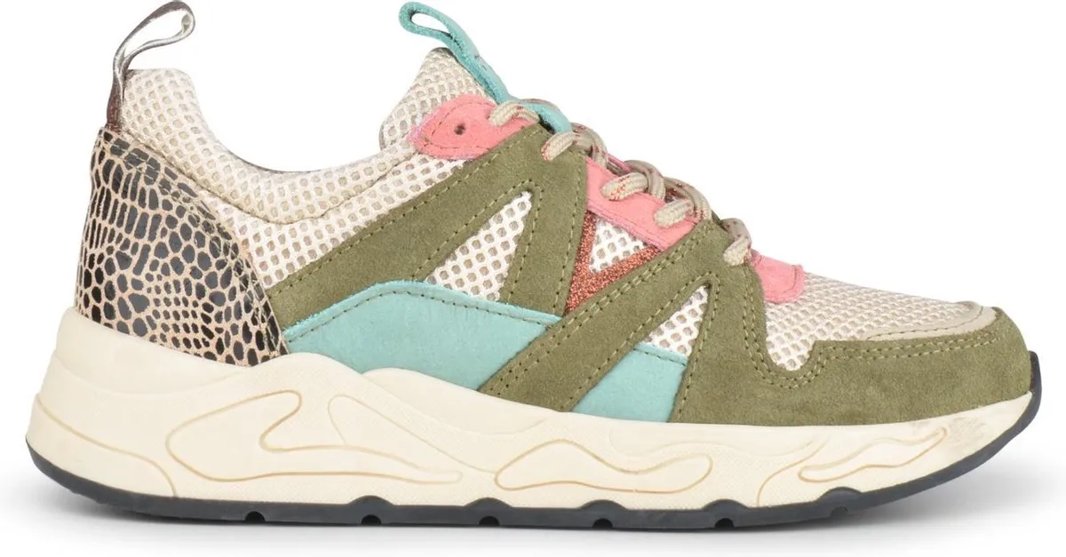 Ps Poelman - jmaat 39- MINION Dames Sneakers - Groen-Beige Multi