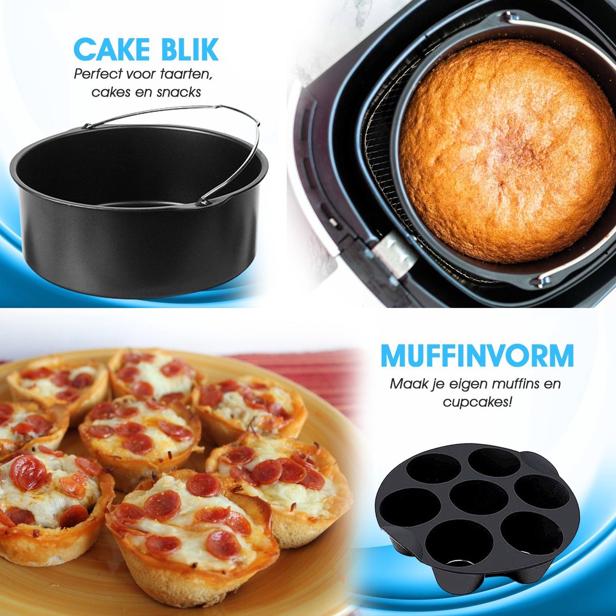 Airfryer Accesoireset - 8 delige Accessoire voor heteluchtfriteuse - 20cm