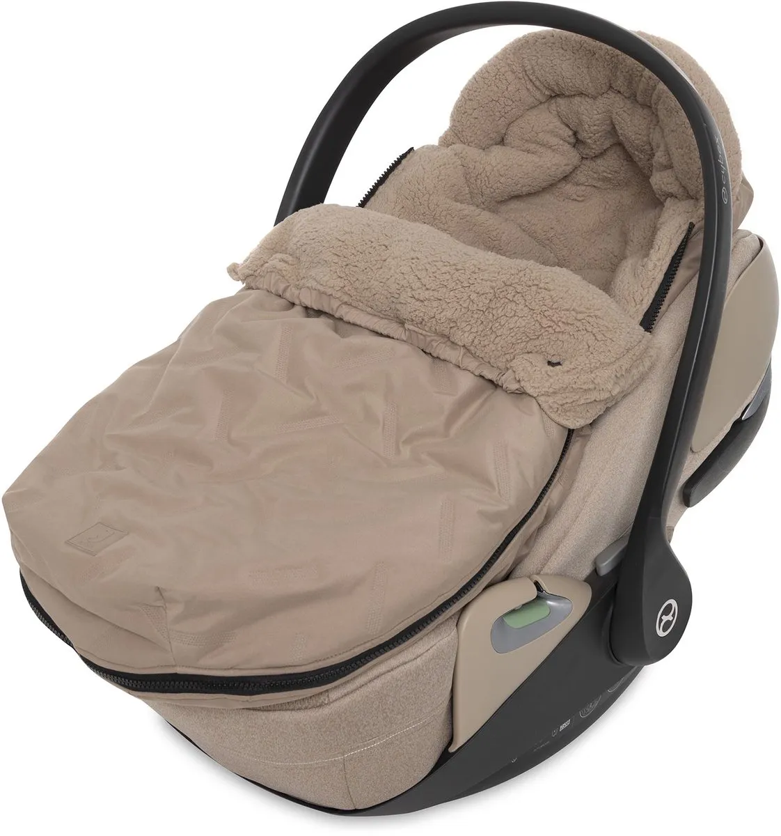 Jollein Voetenzak voor Autostoel &amp; Kinderwagen - Embossed - Katoen - 42x82cm - Milky Coffee