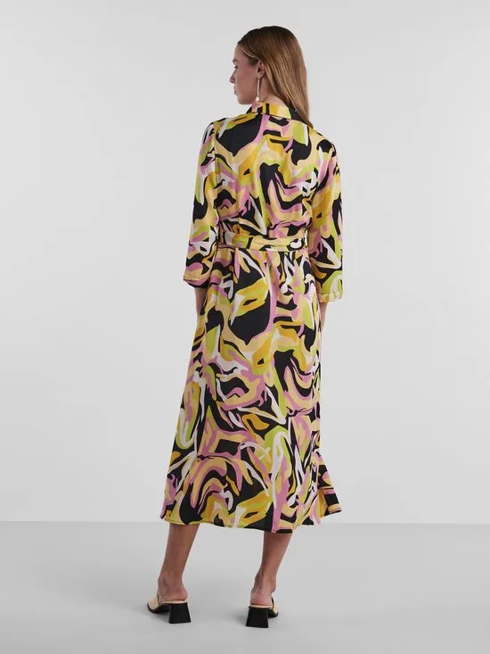 PIECES - Maat L - PCBARRY APRIL 3/4 MIDI DRESS BC Dames Jurk