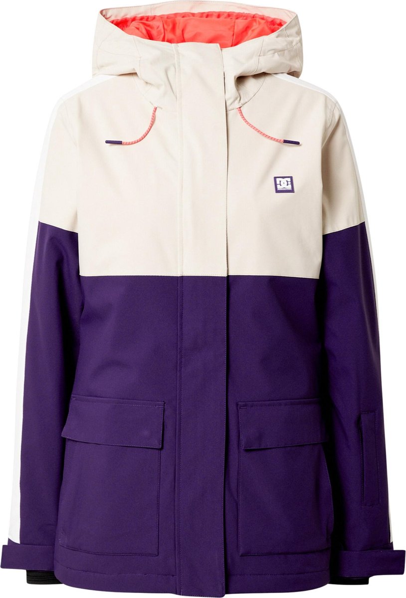 jacket, parka, color-block, purple, hooded