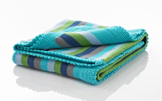 Pebble Crochet Edge Stripey - Wiegdeken 75x100 cm - Deep Turquoise
