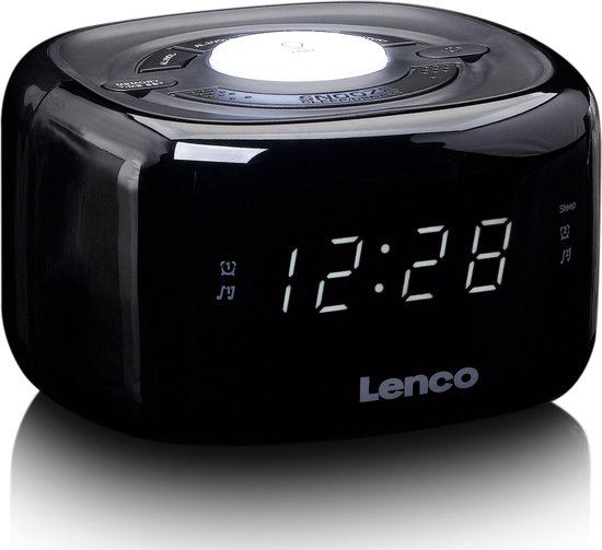 Lenco CR-12BK - Wekkerradio met Dimmerfunctie - Nachtlamp - Zwart