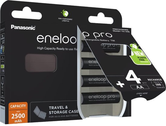 Panasonic Eneloop Pro 4x AA 2500mAh - Blister Van 4 + Doos