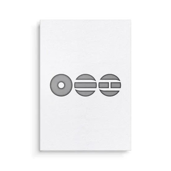 postkaart, witte kaart, drie cirkels, geometrisch ontwerp, kaart met uitsparing