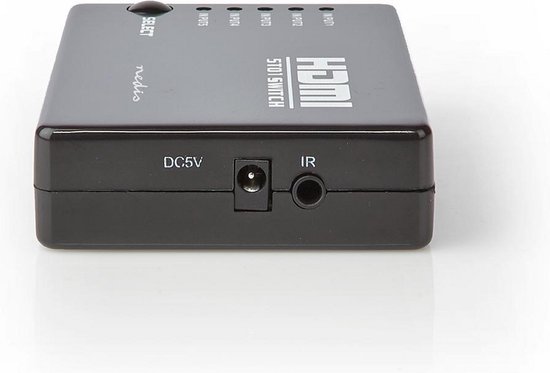 Nedis VSWI3455BK Hdmi-schakelaar 5 Poorten 5x Hdmi-ingang 1x Hdmi-uitgang 1080p Abs Antraciet Doos