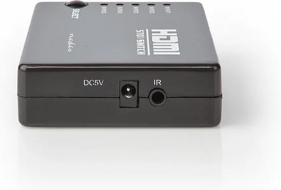 Nedis VSWI3455BK Hdmi-schakelaar 5 Poorten 5x Hdmi-ingang 1x Hdmi-uitgang 1080p Abs Antraciet Doos