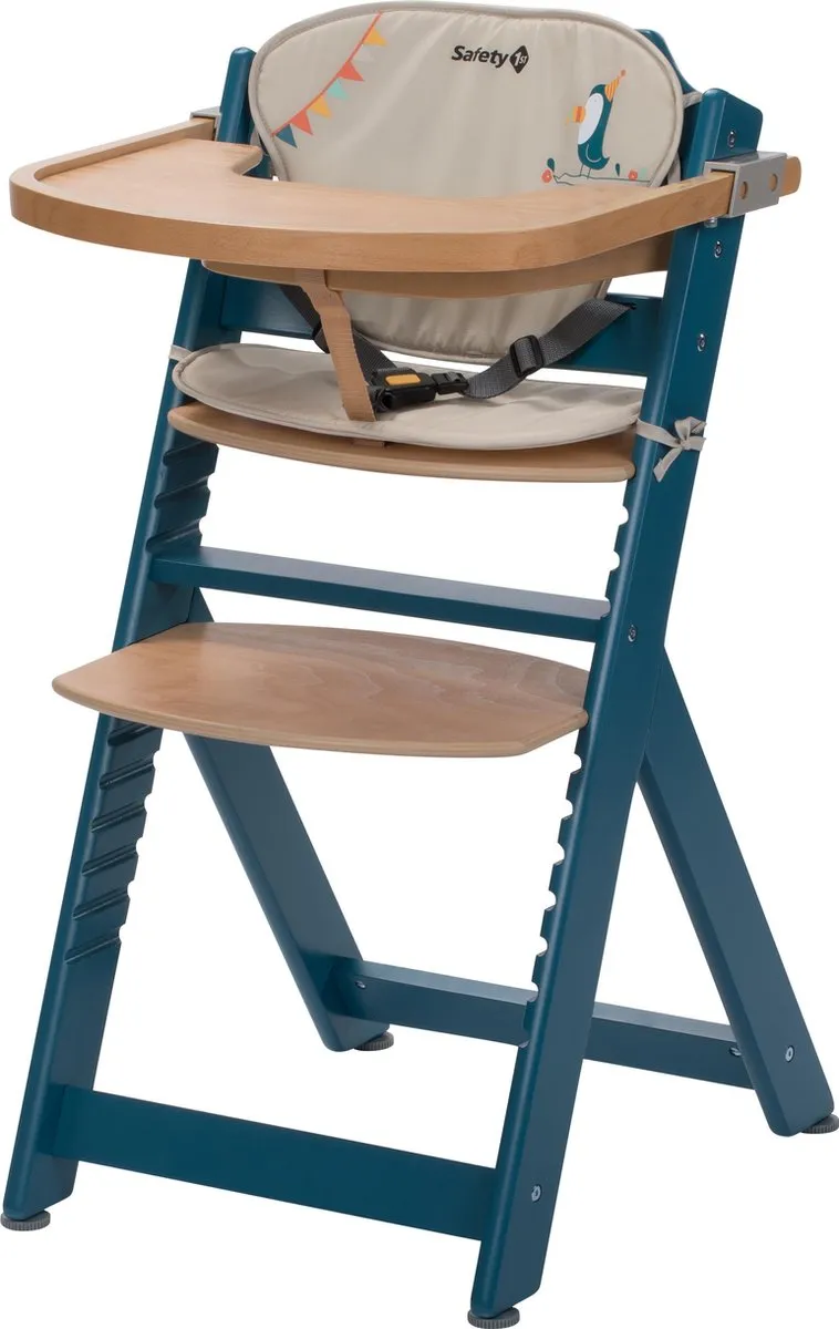 Safety 1st Timba Kinderstoel Inclusief Kussen - Petrol Blue Wood/Happy Day