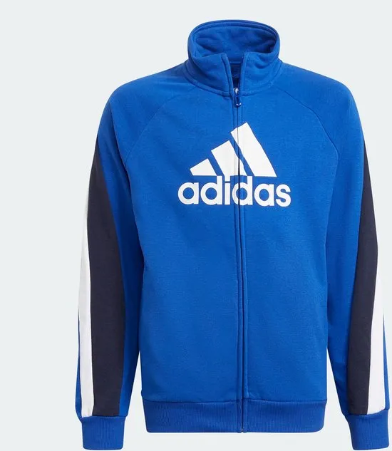 adidas Badge of Sport -maat 164- Trainingspak - Unisex - blauw - donkerblauw - wit