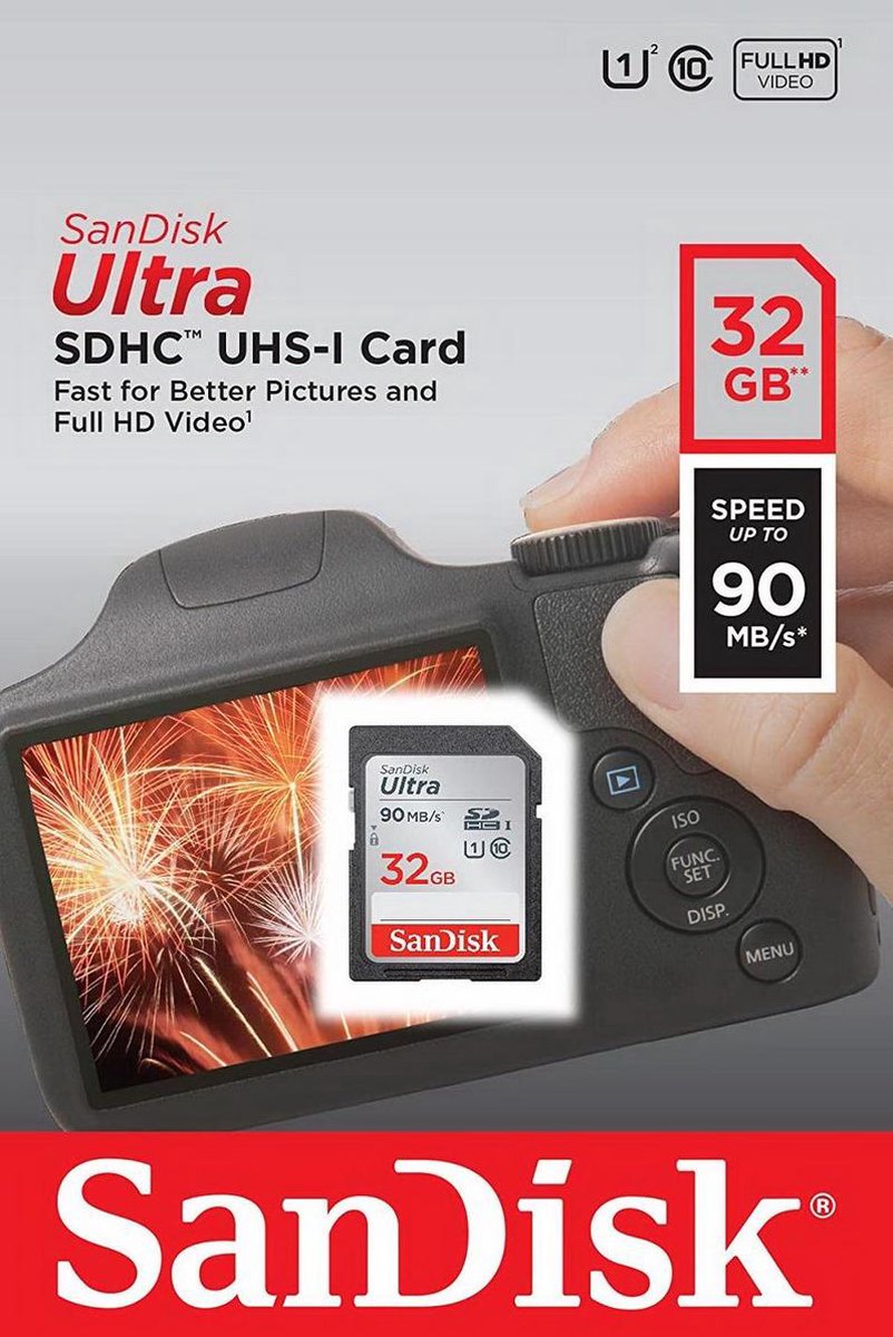 SANDISK Ultra® 32GB SDHC-kaart – Class 10, UHS-I