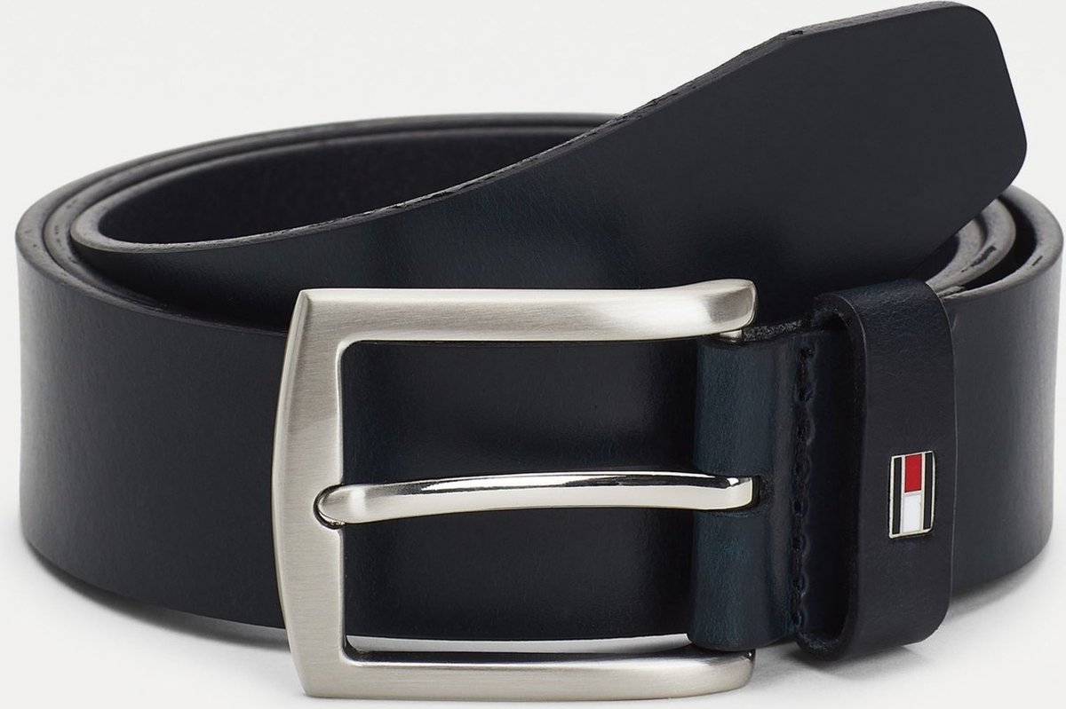 riem, riem met gesp, leer, donkerblauw, verstelbaar