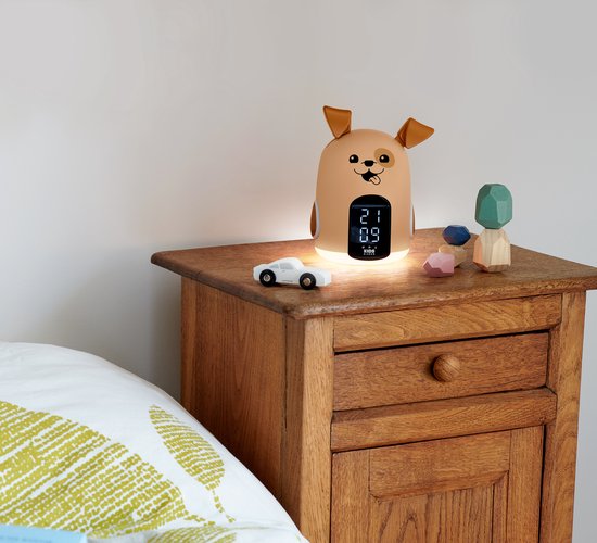 bedside, lamp, alarm, clock, wooden