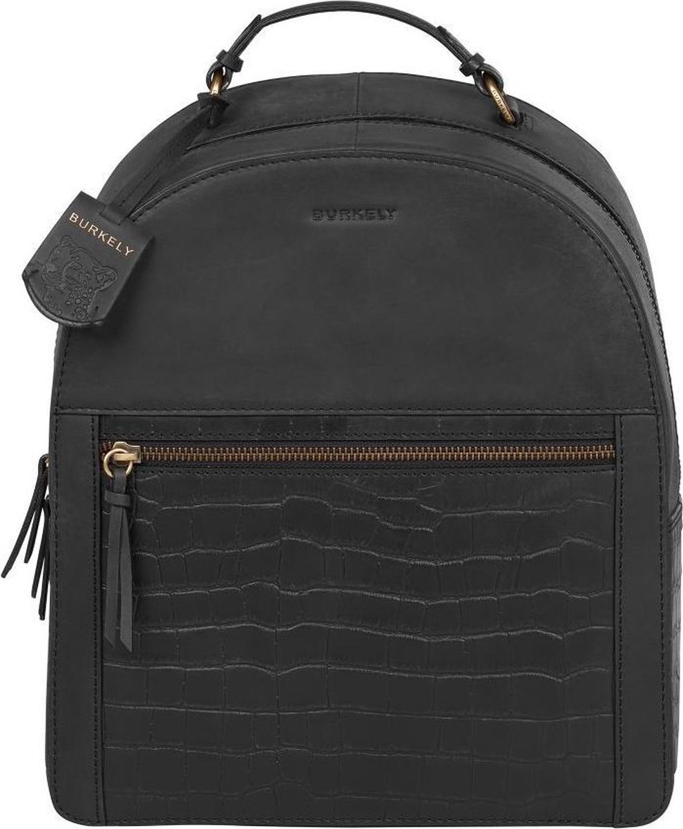 BURKELY CROCO CASSY BACKPACK Dames Leren Rugzak - Zwart