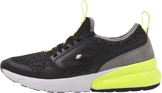 sneaker, sportschoen, neon geel, mesh bovenwerk, gele zool