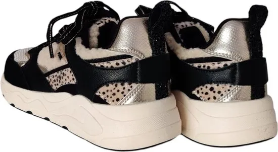 Posh by Poelman MINION - maat 41 - Dames Sneaker - Zwart met beige