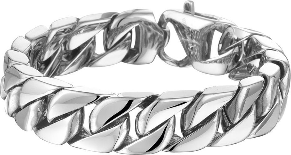 armband, silver, metal, curved links, chain bracelet