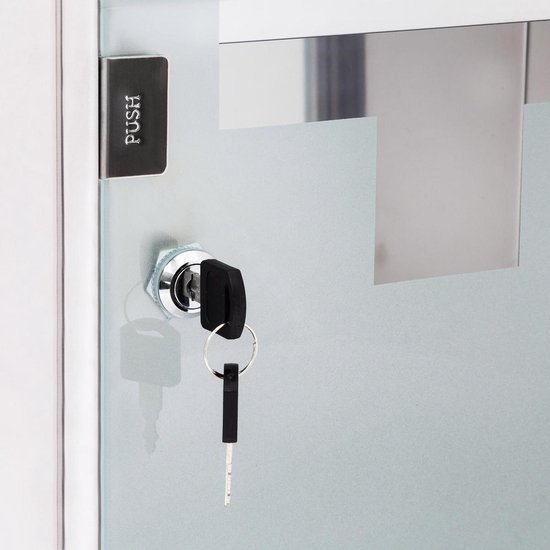 7f83-ecd3-490a-9fe3-a68c69da6aa0 relaxdays - medicijnkastje XL - afsluitbaar - badkamer kast - edelstaal en glas