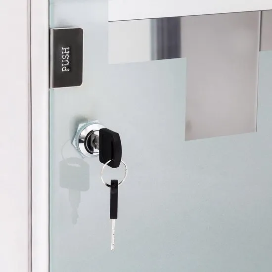 relaxdays - medicijnkastje XL - afsluitbaar - badkamer kast - edelstaal en glas