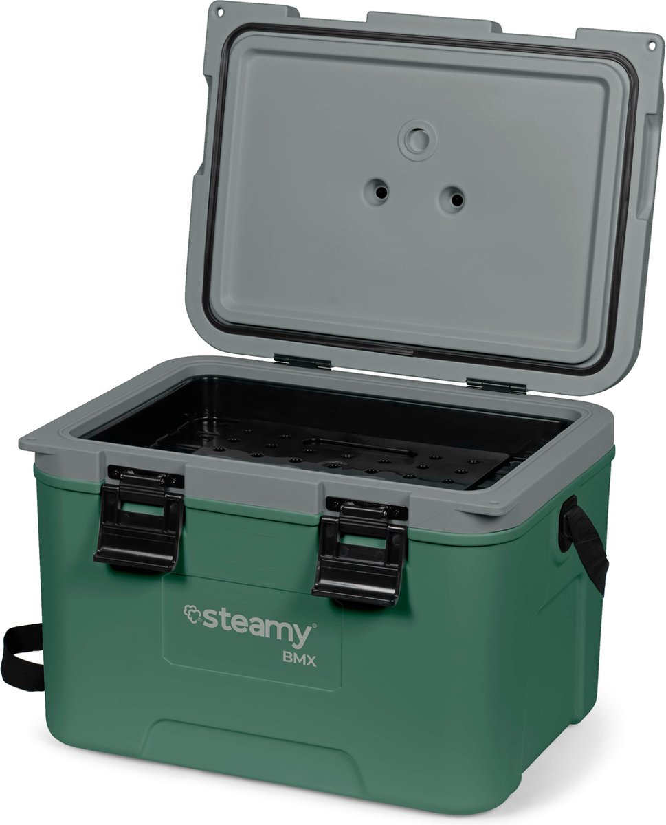 Steamy BMX 21 - Middelgrote Koelbox Speciaal voor de bouw  - 21 Liter - Groen