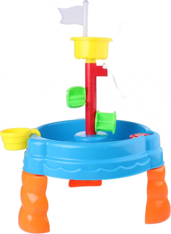 Eddy Toys zand- en watertafel - met bakje, harkje, schepje, gieter en 5 vormpjes - Ø 38 cm - 58,5 cm