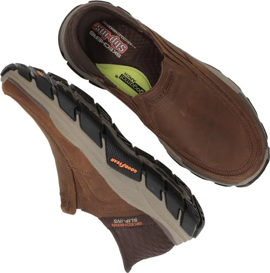 Skechers Respected - Elgin - maat 40 - Heren Instappers - Kastanjebruin