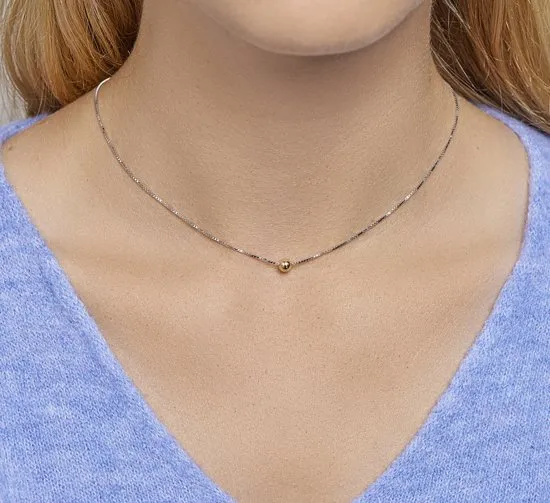 The Jewelry Collection Ketting Bolletje 0,8 mm 40 + 5 cm - Zilver