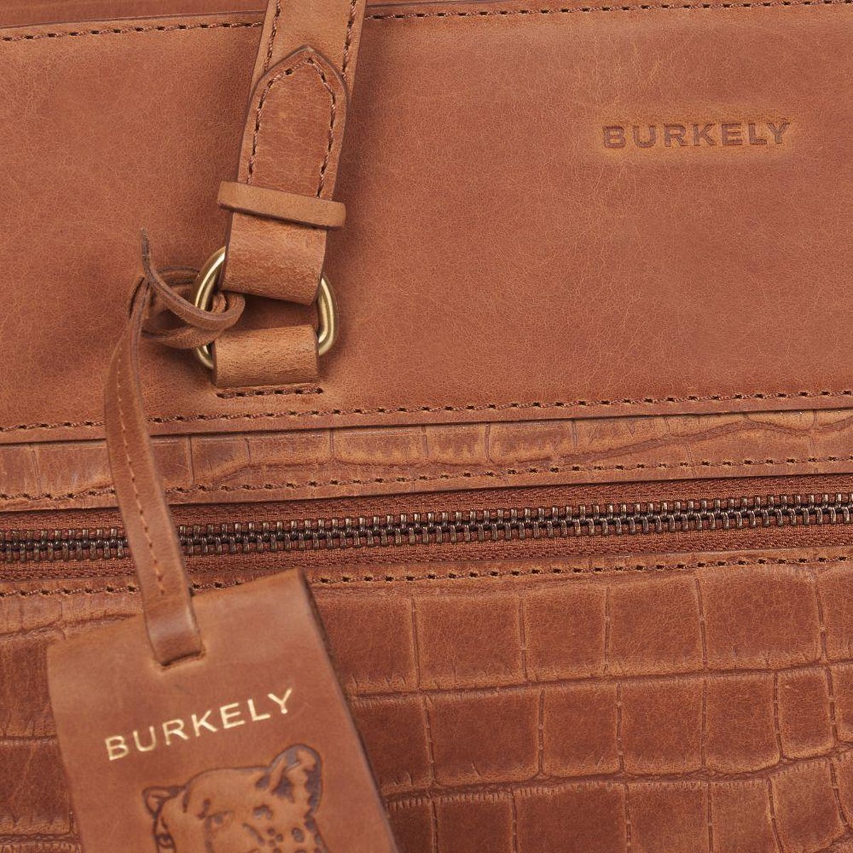 BURKELY Cassy Croco Dames Crossbodytas - Cognac