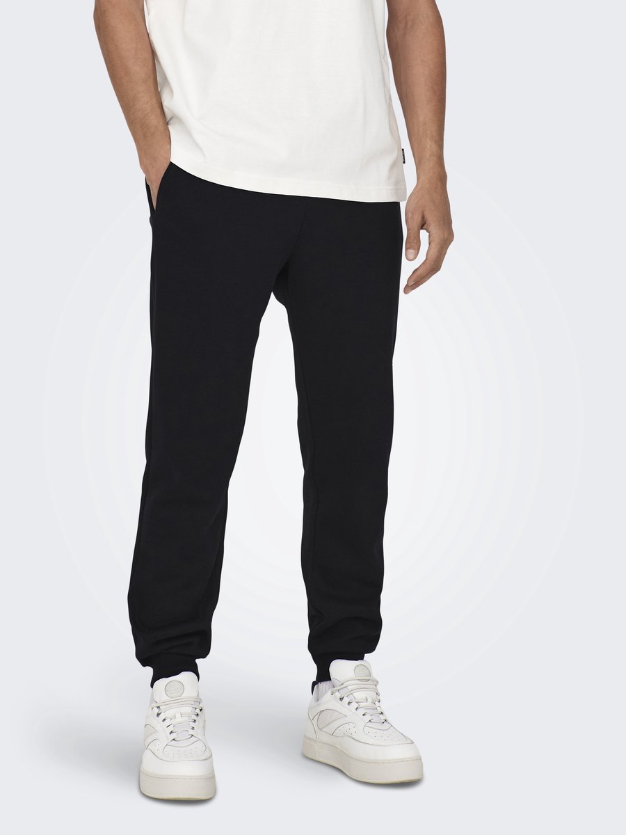 broek, joggingbroek, zwart, katoen, casual
