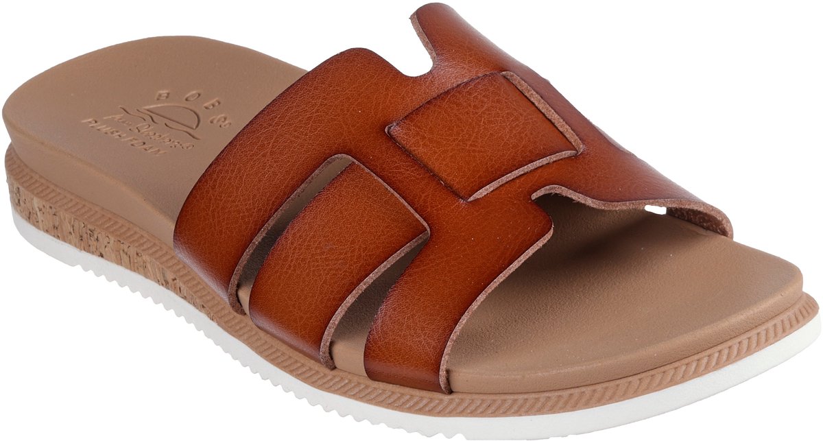 sandalen, open sandaal, bruin, leren, slip-on