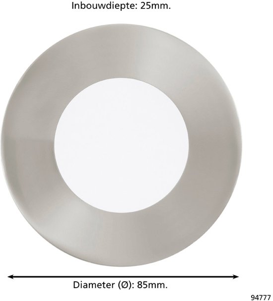 EGLO Fueva 1 - Inbouwarmatuur - 3 Lichts - Nikkel-Mat - Wit